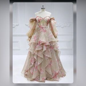 Floral Off-Shoulder Layered Dress